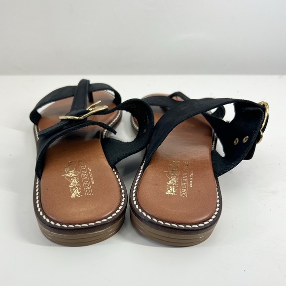 Coach Orta Black Leather Slip On Sandals Size 8 - Picture 5 of 8